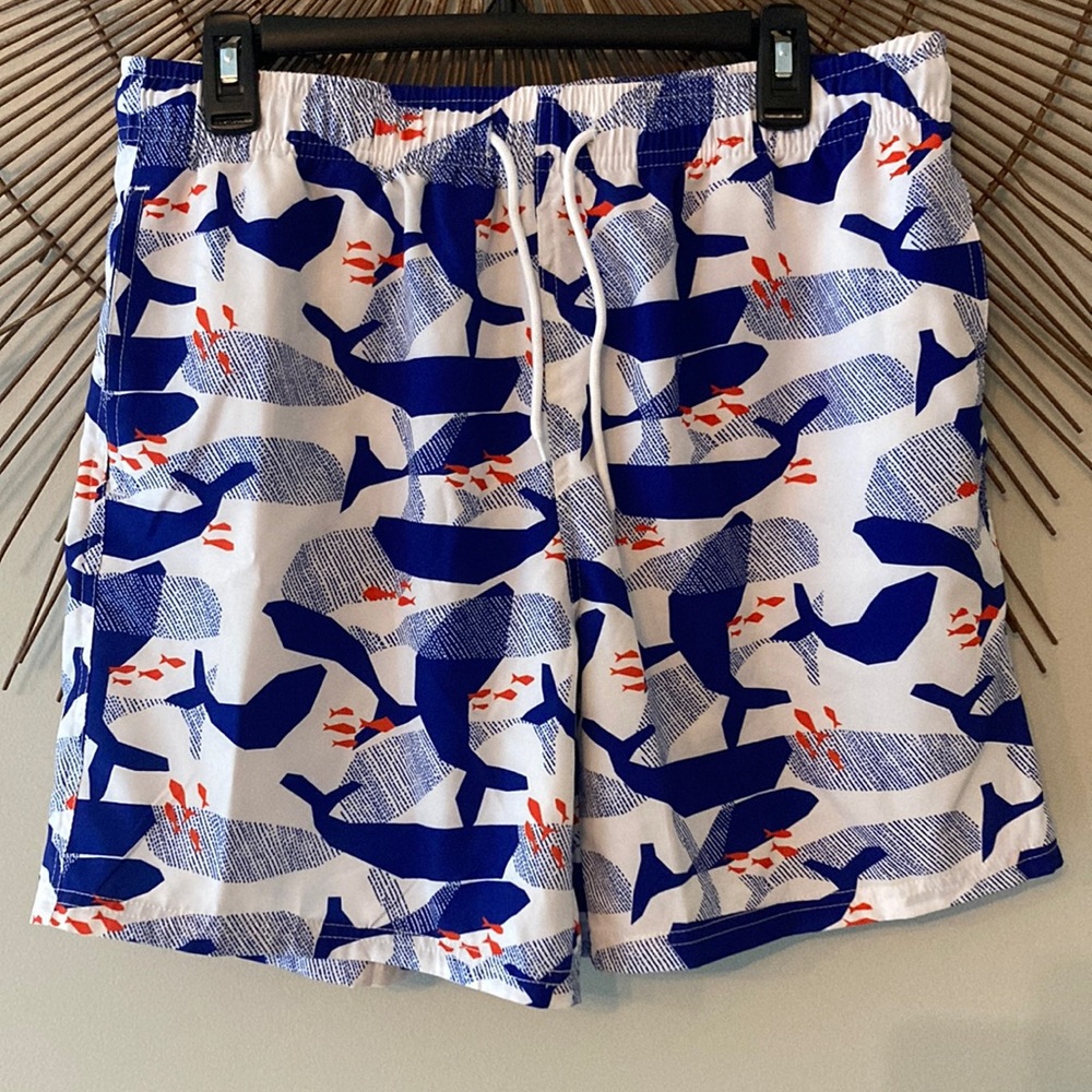 Men’s swim trunks with whales